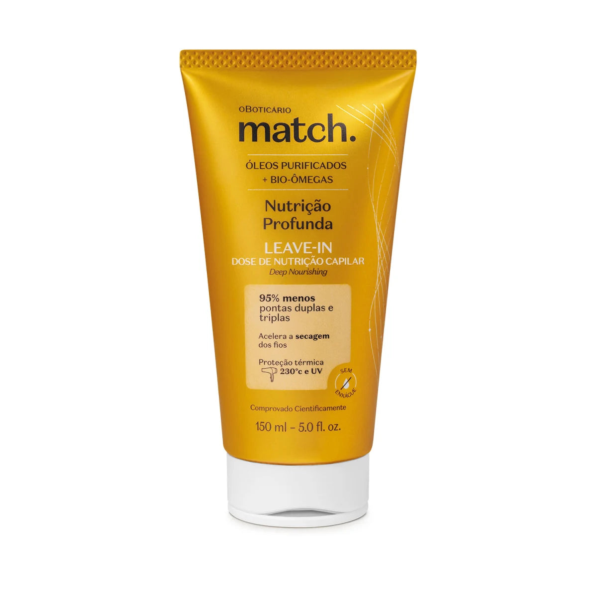 Leave-in Match Nutrição Profunda 150ml com óleos purificados e proteção térmica