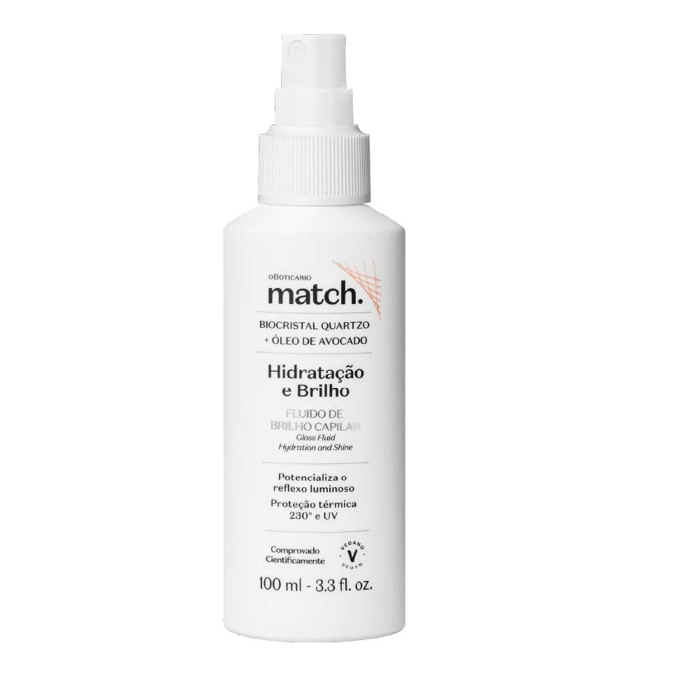 Fluido de brilho capilar Match Hidratação e Brilho com proteção térmica e óleo de abacate 100ml