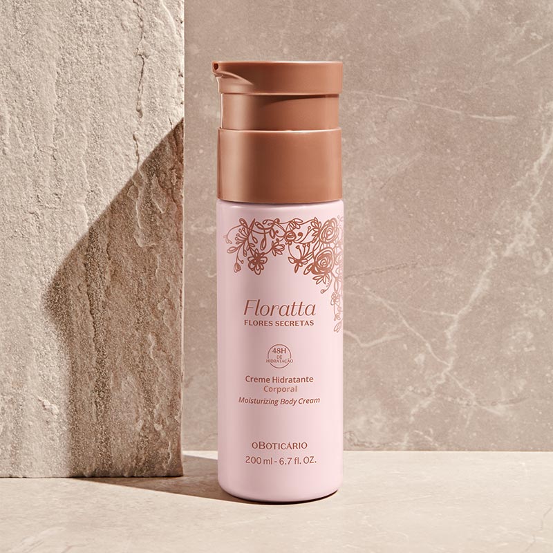 Creme hidratante corporal Floratta Flores Secretas 200ml embalagem rosa