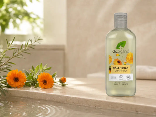 Champô Couro Cabeludo Sensível Calêndula Bio Dr. Organic: shampoo sem fragrância para uma lavagem delicada