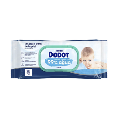 Embalagem das toalhitas Dodot 99% Aqua