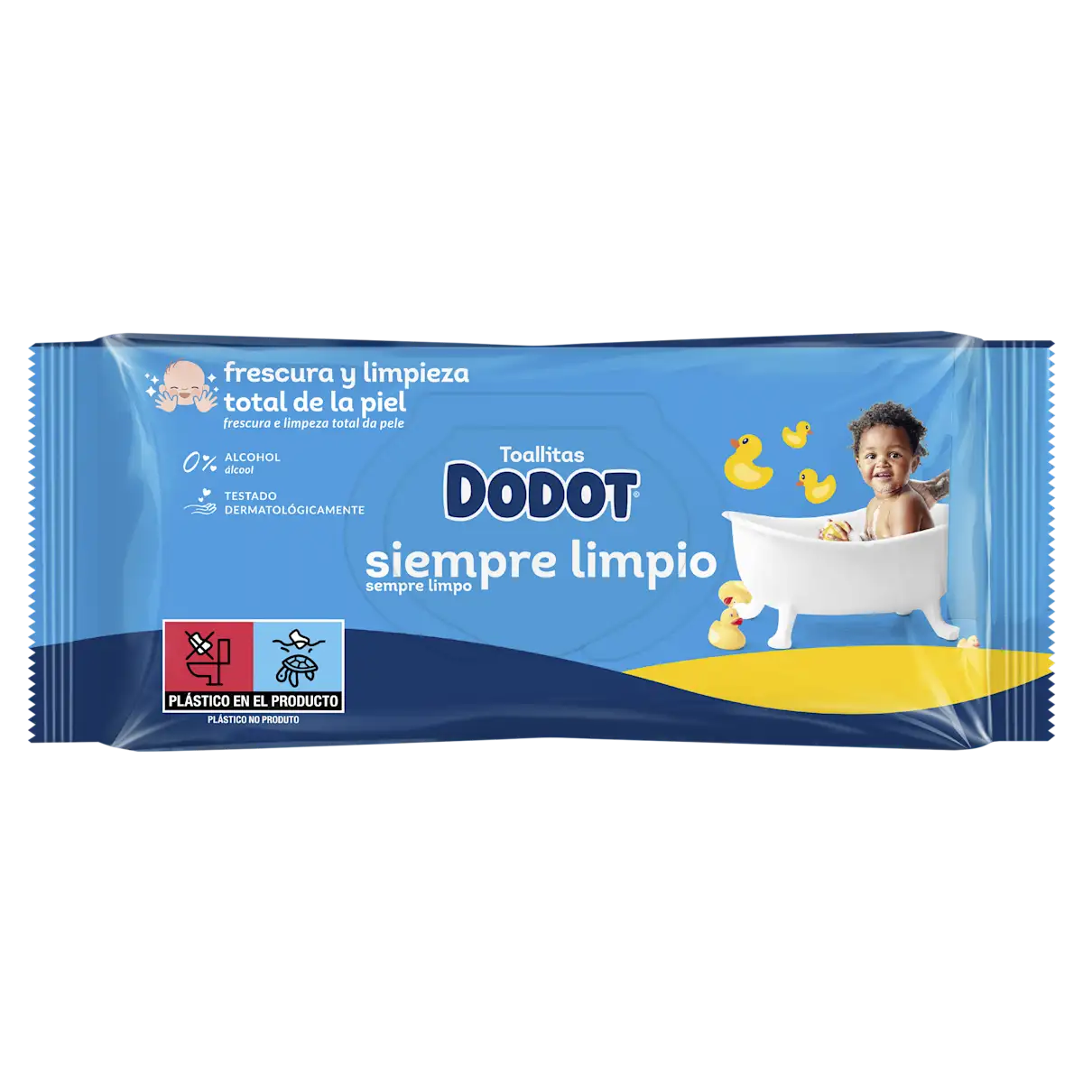 Embalagem da gama de toalhitas Dodot Azul