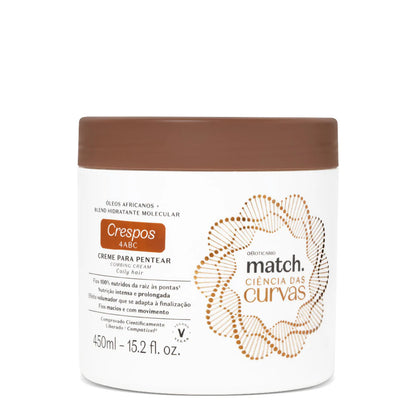 Creme para pentear cabelos crespos Match Ciência das Curvas 450ml embalagem