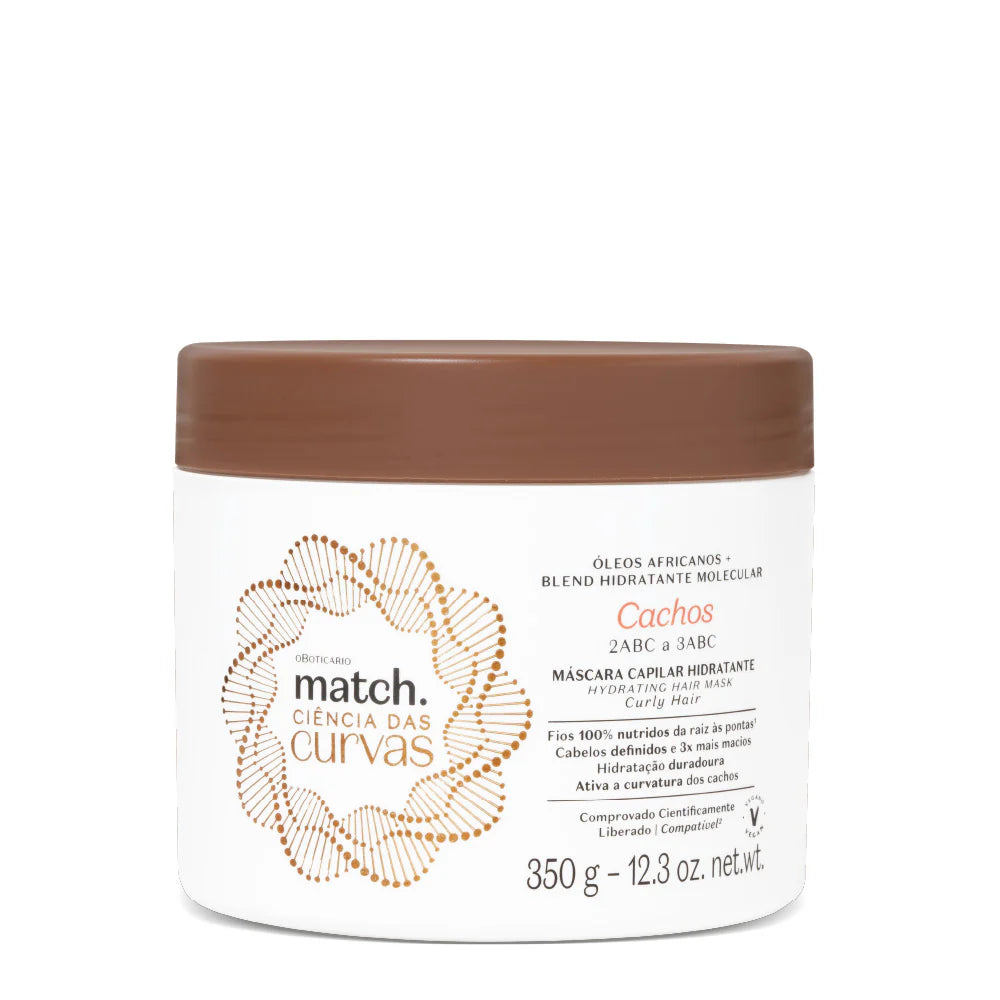 Embalagem máscara capilar cachos Match Ciência das Curvas 350g