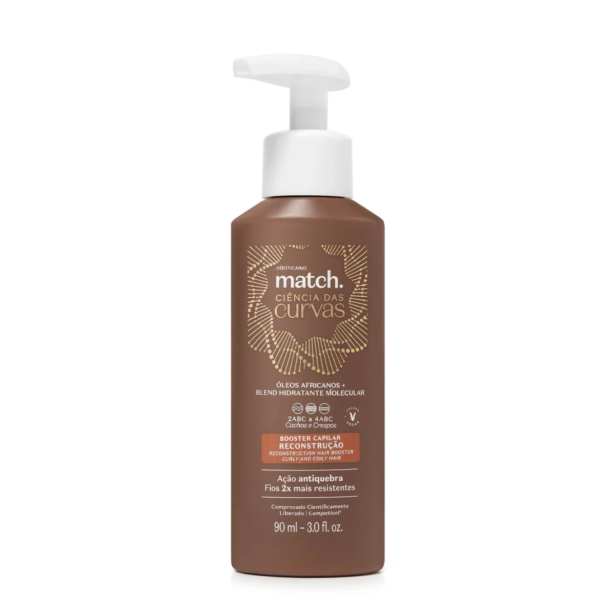 Booster capilar reconstrução Match Ciência das Curvas 90ml para cabelos cacheados e crespos