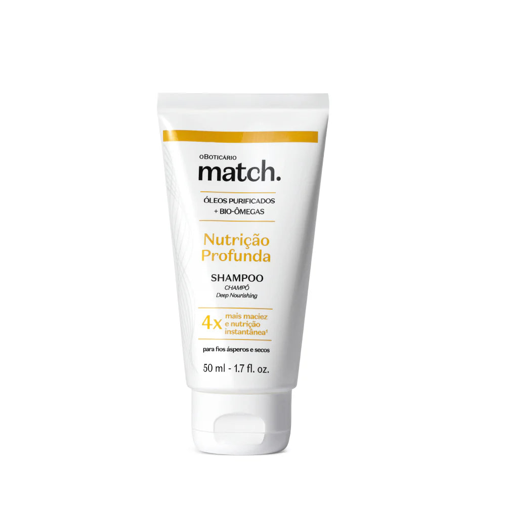 Shampoo Match Nutrição Profunda 50ml para cabelos secos e ásperos com óleos e bio-ómegas