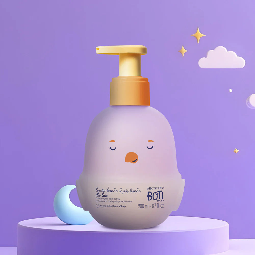 Loção corporal bebé Boti Baby Lua com ambiente noturno relaxante