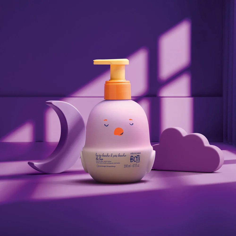 Loção corporal banho e pós-banho Lua Boti Baby 200ml embalagem original