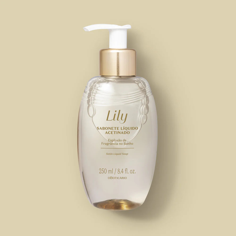Sabonete Líquido Acetinado Lily 250ml oBoticário embalagem com doseador