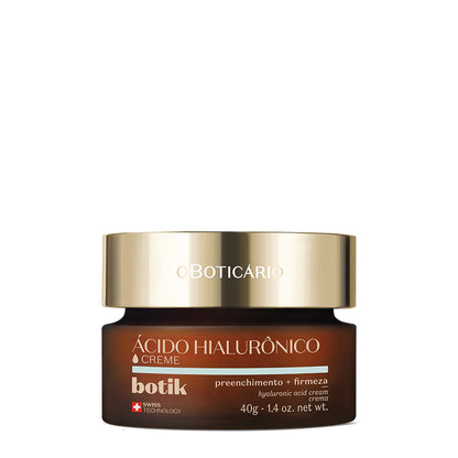 Frasco do creme facial Botik Ácido Hialurónico 40g em fundo branco