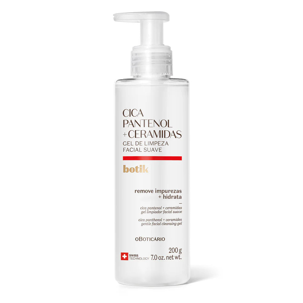 Gel de Limpeza Facial Suave Botik Cica Pantenol + Ceramidas 200 g com doseador