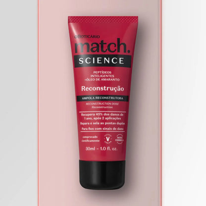Ampola reconstrutora cabelo Match Science com peptídeos e óleo de amaranto