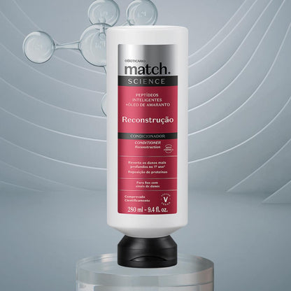 Condicionador Match Science Reconstrução com peptídeos inteligentes e óleo de amaranto, reconstrução capilar profunda