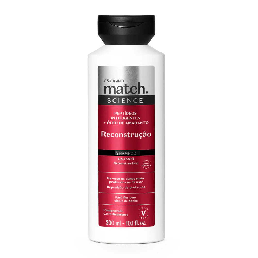 Shampoo Match Science Reconstrução 300ml com Peptídeos Inteligentes e Óleo de Amaranto