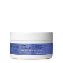 Máscara Capilar Matizadora Match Loiro Reparado 250g para cabelos loiros, descolorados e grisalhos.