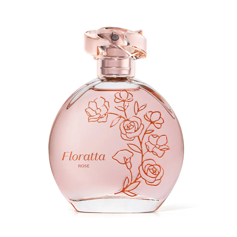 Perfume Floratta Rose Eau de Toilette frasco feminino floral rosa com ilustração de flores