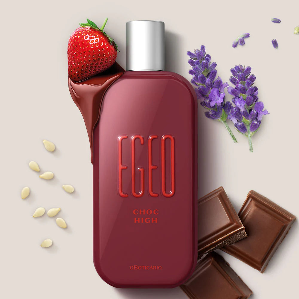 Egeo Choc High perfume com notas de chocolate, morango e lavanda