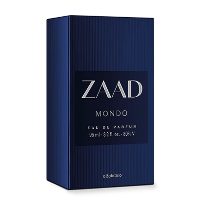 Caixa Zaad Mondo Eau de Parfum embalagem azul original O Boticário