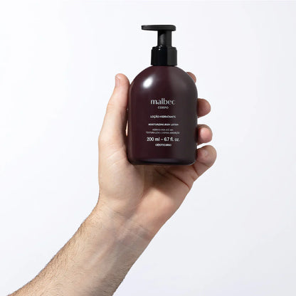 Loção Hidratante Corporal Malbec 200ml embalagem com doseador