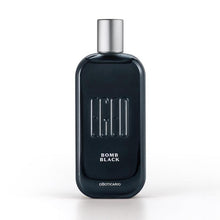 Perfume masculino Egeo Bomb Black eau de toilette 90 ml – frasco preto com tampa prateada d’O Boticário.