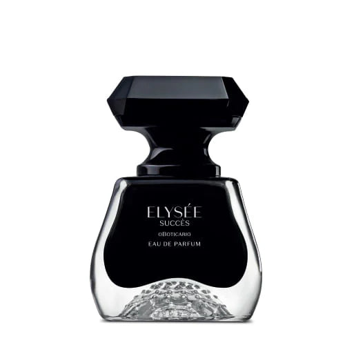 Elysée Succès Eau de Parfum frasco elegante preto inspirado na rosa negra perfume feminino intenso e sofisticado O Boticário