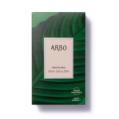Arbo Eau de Toilette 100ml oBoticário embalagem frontal verde com inspiração na natureza e fragrância masculina fougère fresca