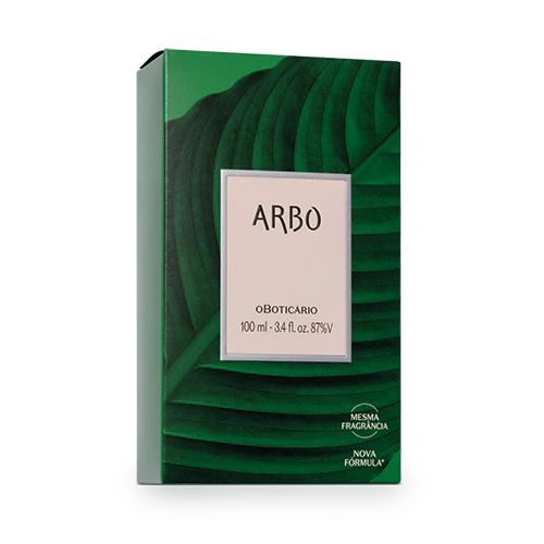 Arbo Eau de Toilette 100ml oBoticário caixa de perfume masculino com design verde inspirado em folhas e natureza
