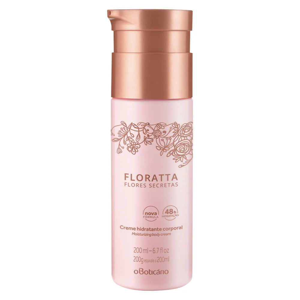 Floratta Flores Secretas creme hidratante textura leve e fragrância floral