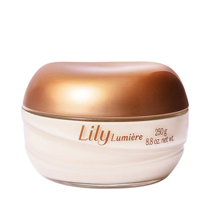 Creme Acetinado Lily Lumière 250g com hidratação corporal até 48 horas e fragrância floriental frutal