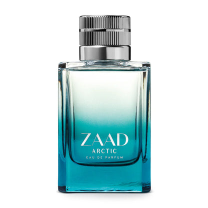 Zaad Arctic Eau de Parfum perfume masculino oBoticário frasco em vidro com degradê azul e tampa prateada inspirado na frescura glacial do Ártico