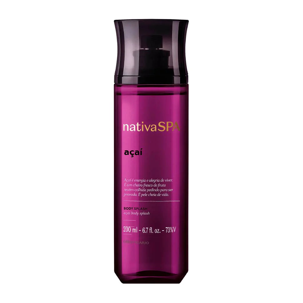 Body Splash Nativa SPA Açaí 200ml com fragrância frutada fresca e sensação refrescante para uso diário.