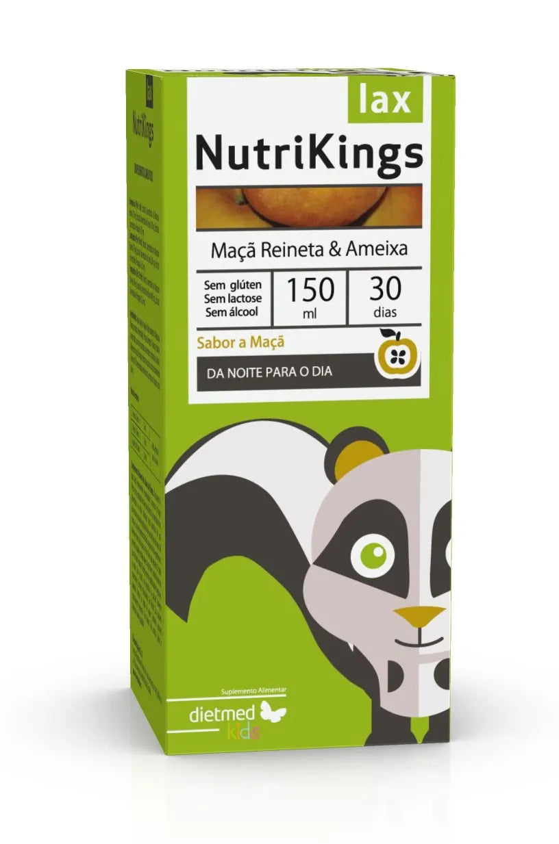 Nutrikings LAX  Dietmed Kids solução oral 150 ml para apoio da regularidade intestinal infantil com ameixa e maçã reineta.