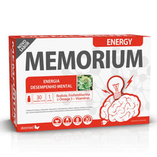 Embalagem branca e vermelha de Memorium Energy Dietmed, com 30 ampolas bebíveis de 15 ml.