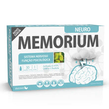 Embalagem de Memorium Neuro Dietmed com 30 ampolas bebíveis de 15 ml, em caixa branca e cinzenta.
