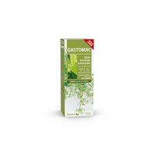 Embalagem retangular de Gastomac Dietmed, solução oral de 250 ml, com ilustração de plantas em tons de verde e branco.