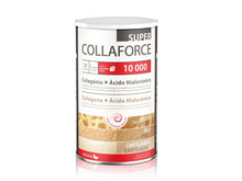Lata de Collaforce Super 10 000 sabor morango, da Dietmed, 450 g.
Suplemento alimentar com colagénio e ácido hialurónico para ossos, pele e cartilagens.