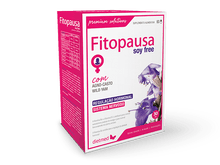 Embalagem de Fitopausa Soy Free da Dietmed, suplemento alimentar em caixa rosa e branca com 60 cápsulas.