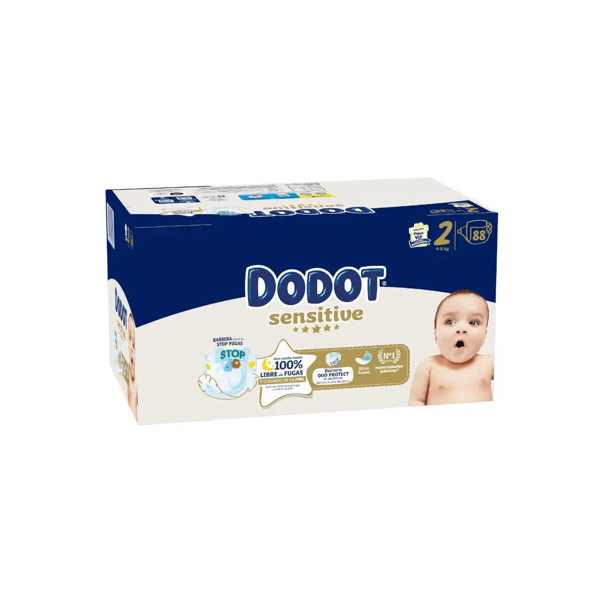 Embalagem de fraldas Dodot Sensitive T2, 4-8 kg, com 88 fraldas