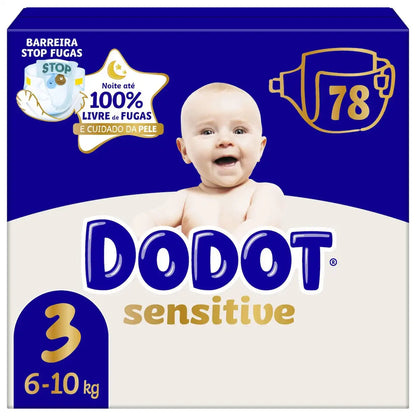 Embalagem de fraldas Dodot Sensitive T3, 6-10 kg, com 78 fraldas