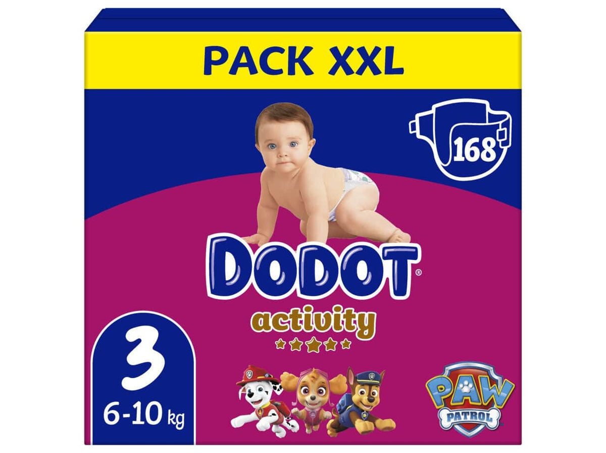 Embalagem de fraldas Dodot Activity T3, 6–10 kg, com 168 fraldas
