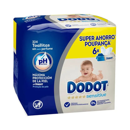 Dodot Sensitive Super Poupança - embalagem de 6 x 54 toalhitas (324 unidades)