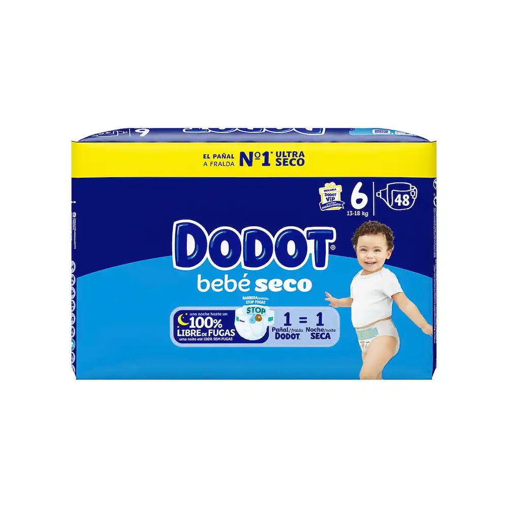 Embalagem de fraldas Dodot Bebé Seco T6, 13-18 kg, com 48 fraldas