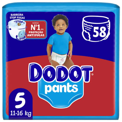 Embalagem de fraldas-cueca Dodot Pants T5, 11-16 kg, com 58 unidades