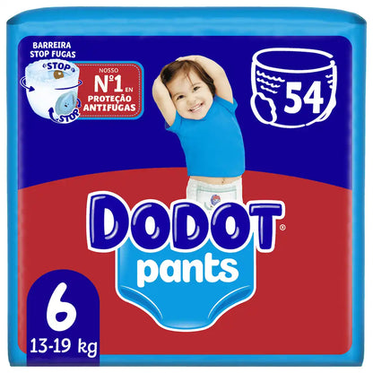 Embalagem de fraldas-cueca Dodot Pants T6, 13-19 kg, com 54 unidades