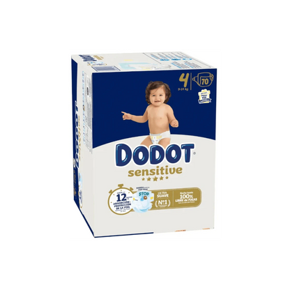 Embalagem de fraldas Dodot Sensitive T4, 9-14 kg, com 70 fraldas