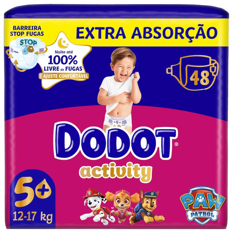 Embalagem de fraldas Dodot Activity T5+, 12–17 kg, com 48 fraldas