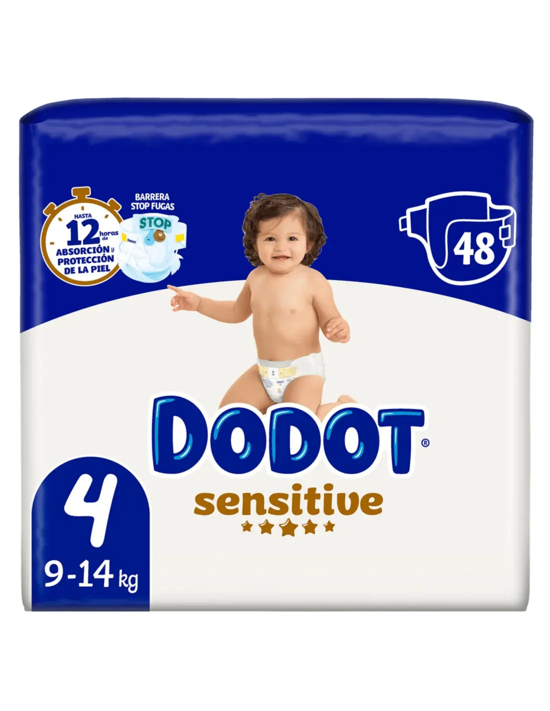 Embalagem de fraldas Dodot Sensitive T4, 9-14 kg, 48 fraldas