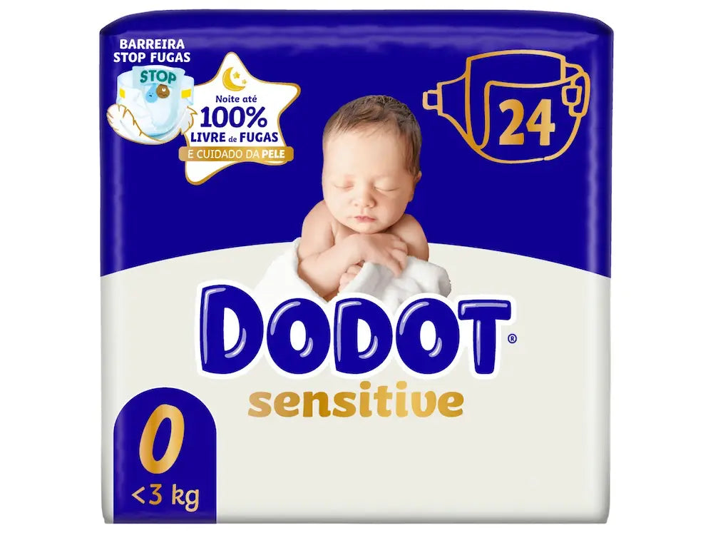 Embalagem de fraldas Dodot Sensitive T0, <3 kg, com 24 fraldas