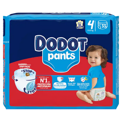 Embalagem de fraldas-cueca Dodot Pants T4, 9-15 kg, com 33 unidades