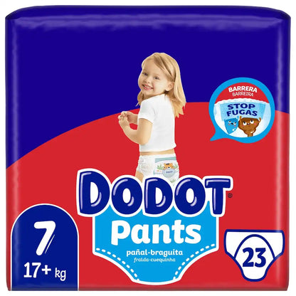 Embalagem de fraldas-cueca Dodot Pants T7, 17+ kg, com 23 unidades
